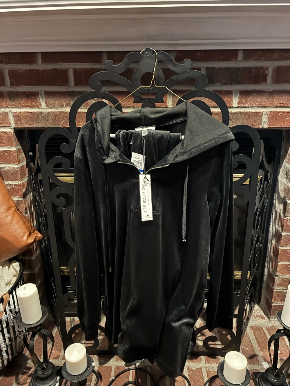Cable & Gauge Black Velvet Jogging Suit Size:XL NWT